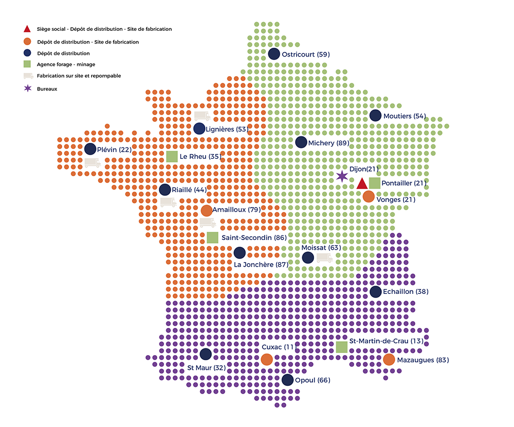 Carte implantation France DYNO NOBEL