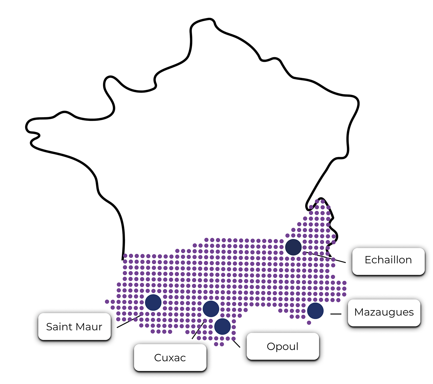 Carte implantation France DYNO NOBEL